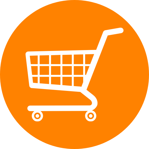 Shopping cart illustration in orange circle