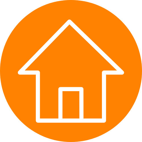 House outline inside orange circle
