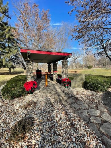 Wide angle shot of Lindenwood's AIDS Memorial