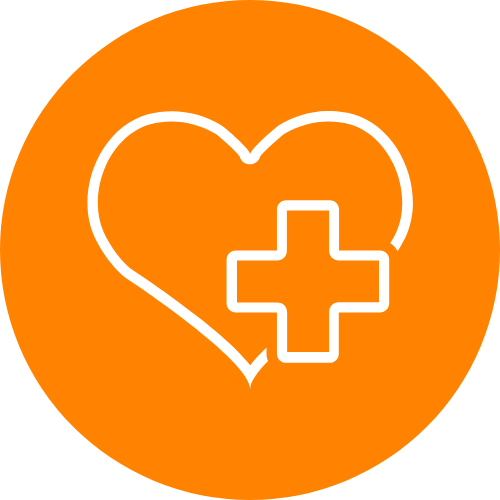 Heart and health cross symbol